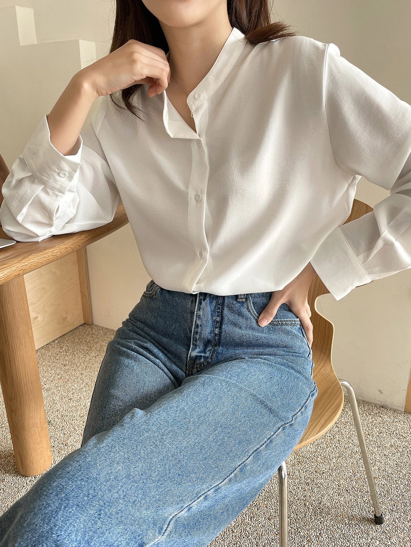 Top de Manga Longa com Botões