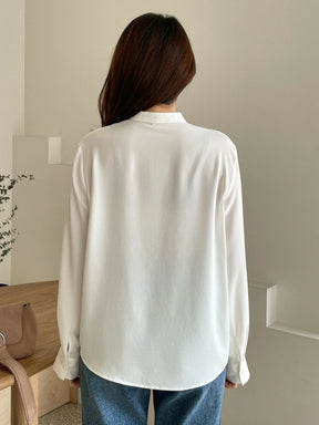 DAZY Top de Botões Sólida de Manga Longa