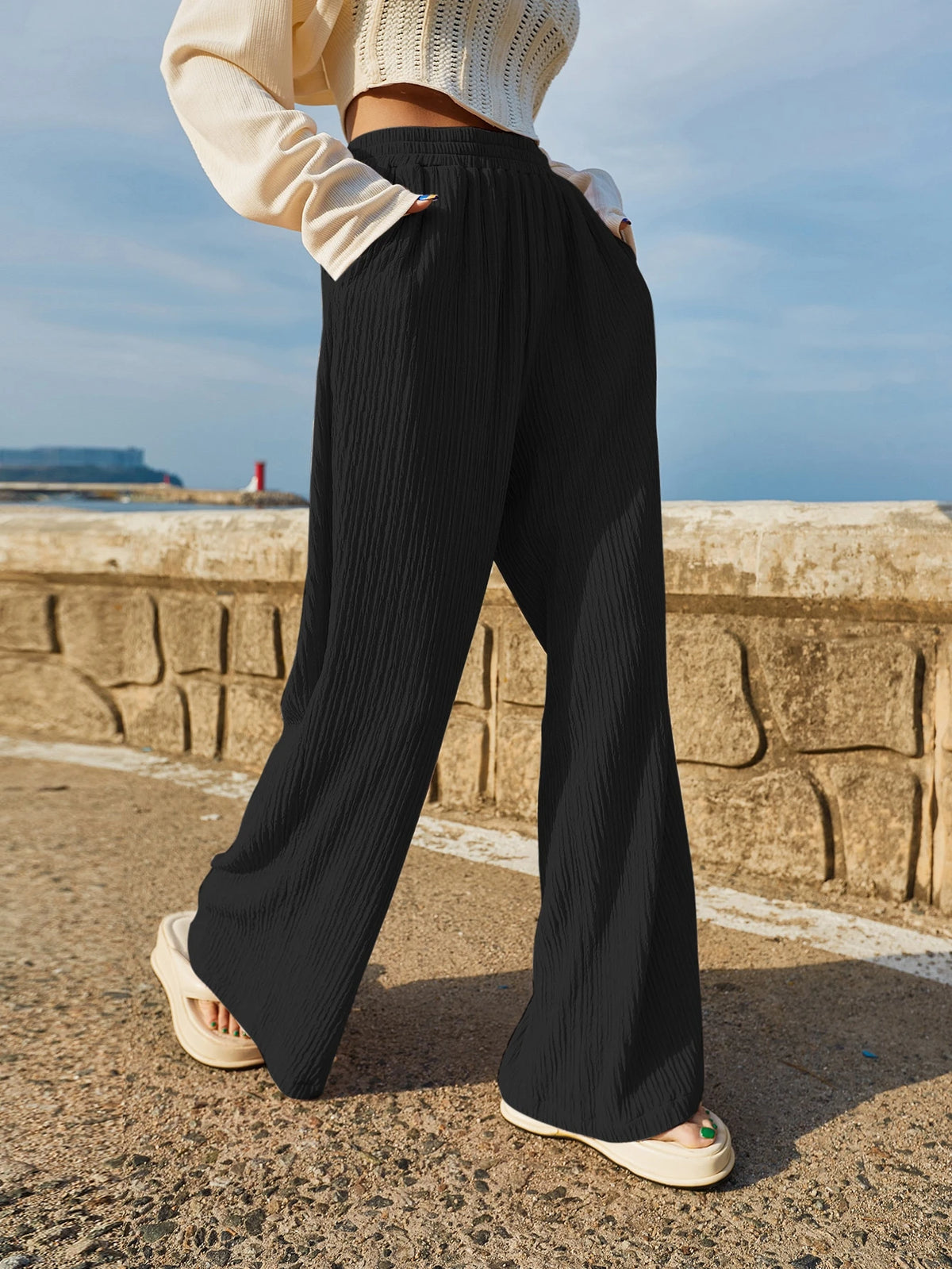 DAZY Calça Pantalona com Bolso Inclinado, Calça de Professor para o Outono