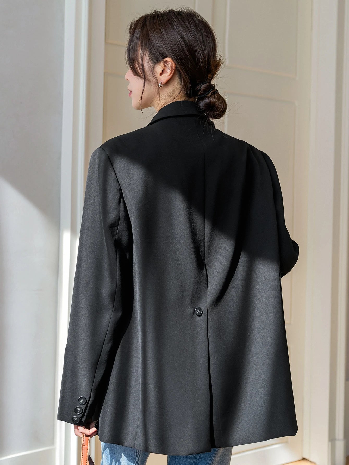 DAZY 1 Peça Blazer Casual Masculino de Ajuste Solto e Cor Sólida, Roupas de Outono