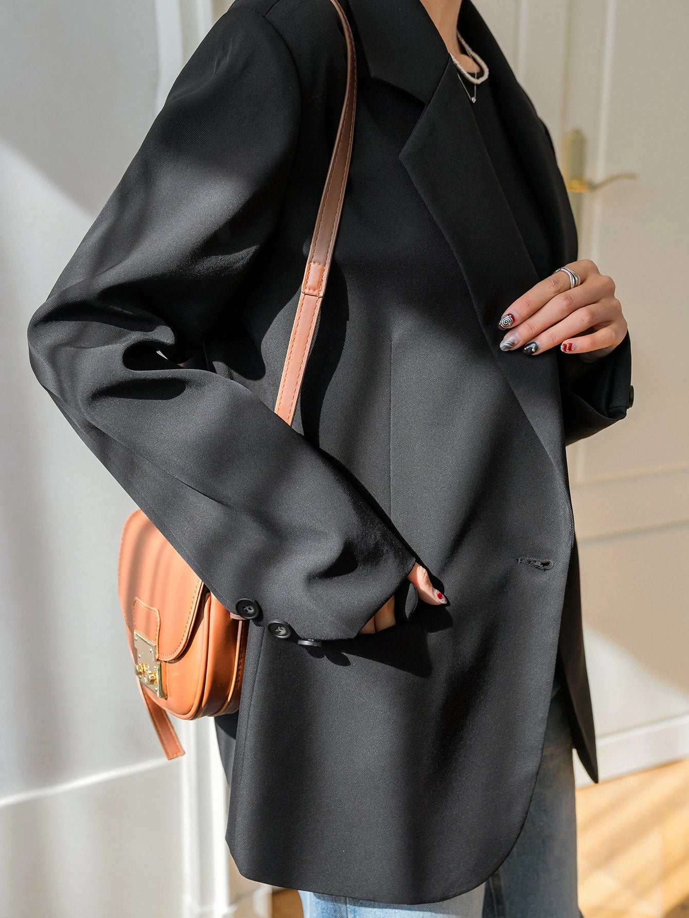 DAZY 1 Peça Blazer Casual Masculino de Ajuste Solto e Cor Sólida, Roupas de Outono