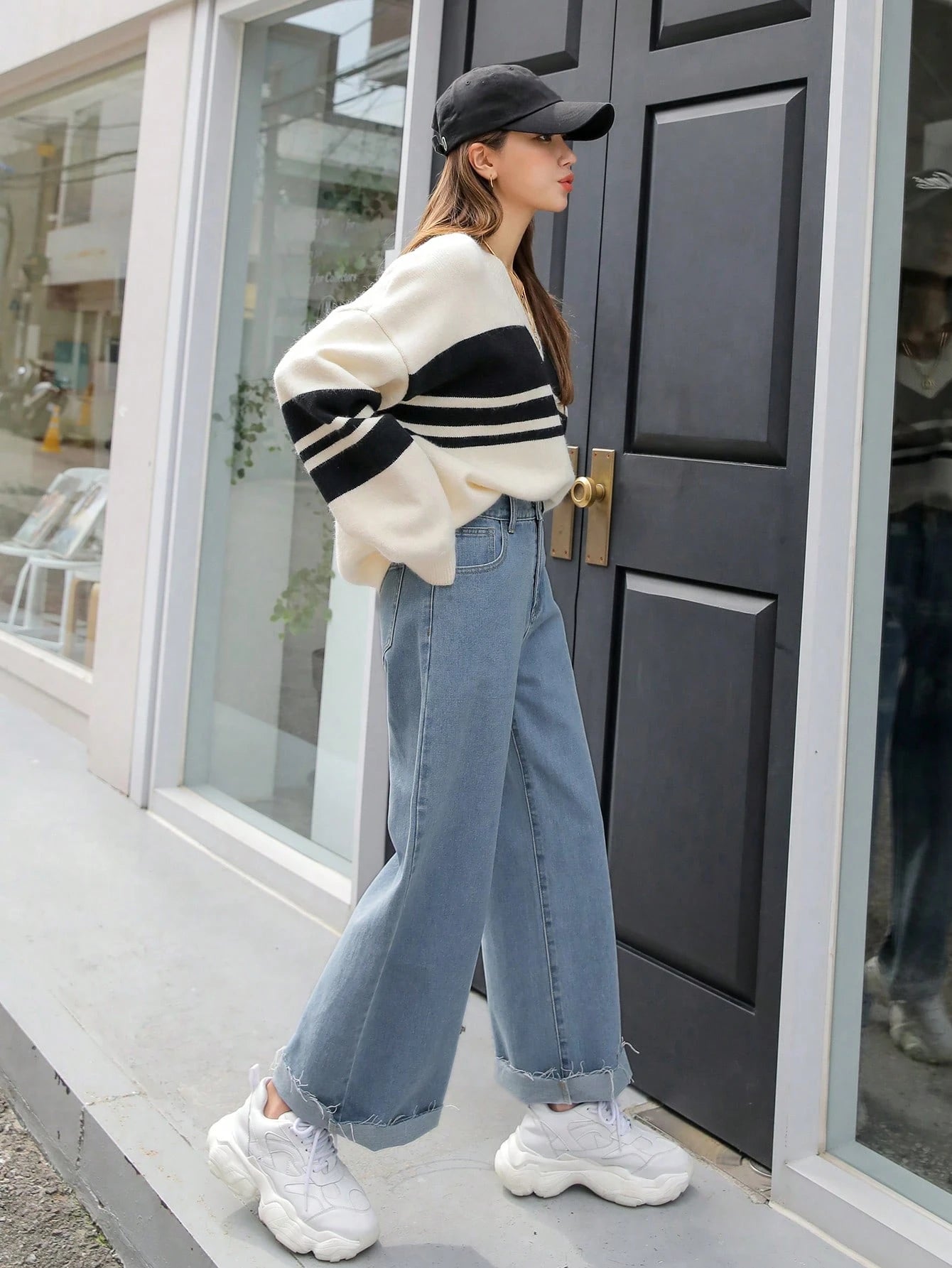 DAZY Calça Jeans Casual Com Cintura Elástica E Perna Reta