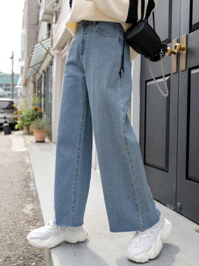 DAZY Calça Jeans Casual Com Cintura Elástica E Perna Reta