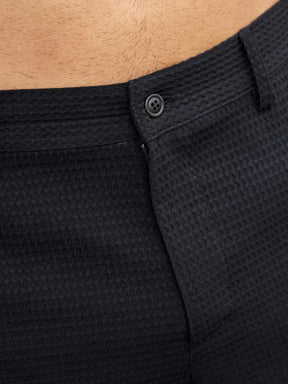 Manfinity Homme Shorts Masculina de Verão Casual, Cor Sólida, Textura Waffle, Bolso Diagonal