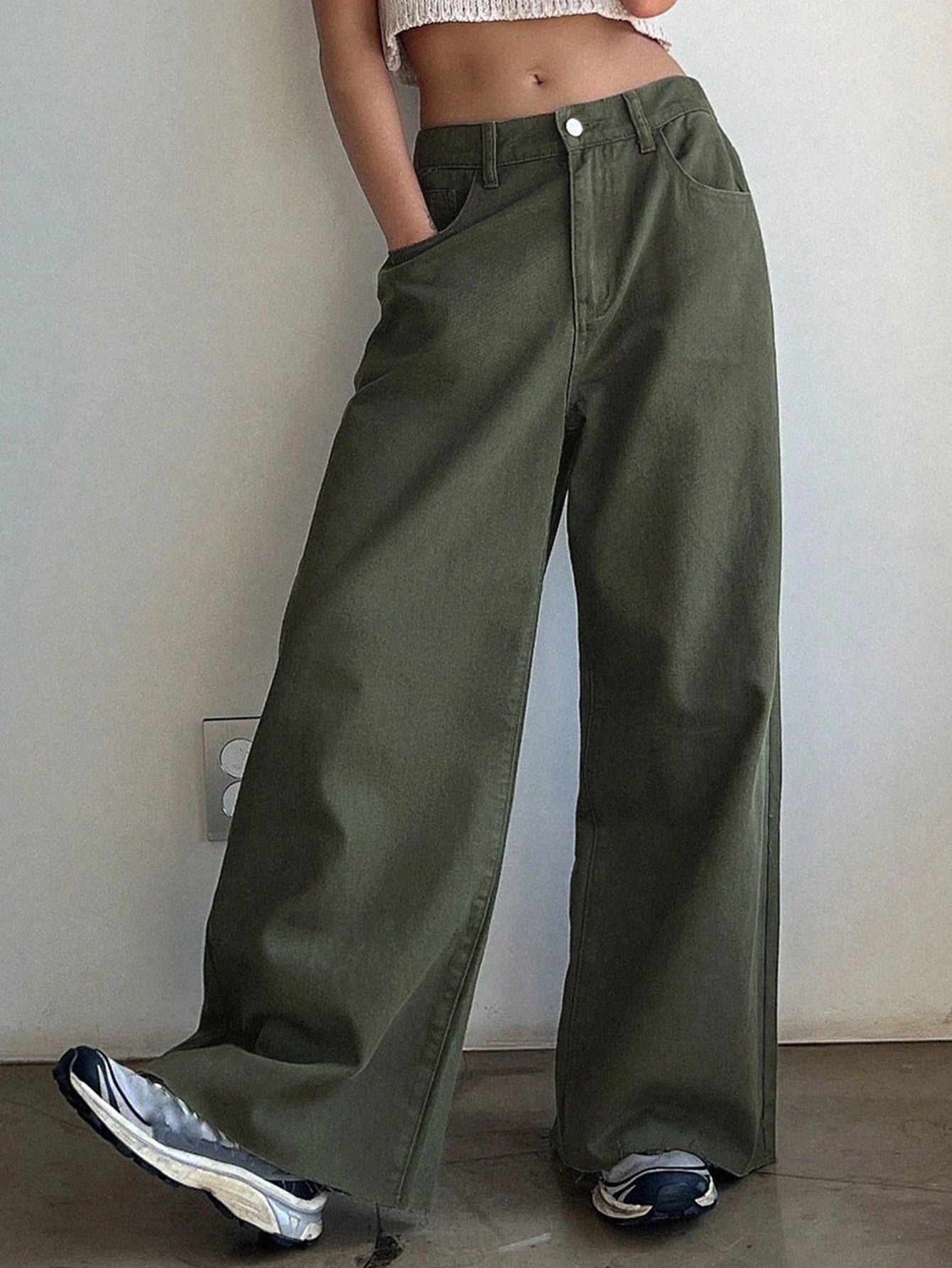 DAZY Calça Jeans De Perna Larga Com Detalhe De Bolso