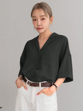 DAZY Botão Frontal Ombro Caído Camiseta