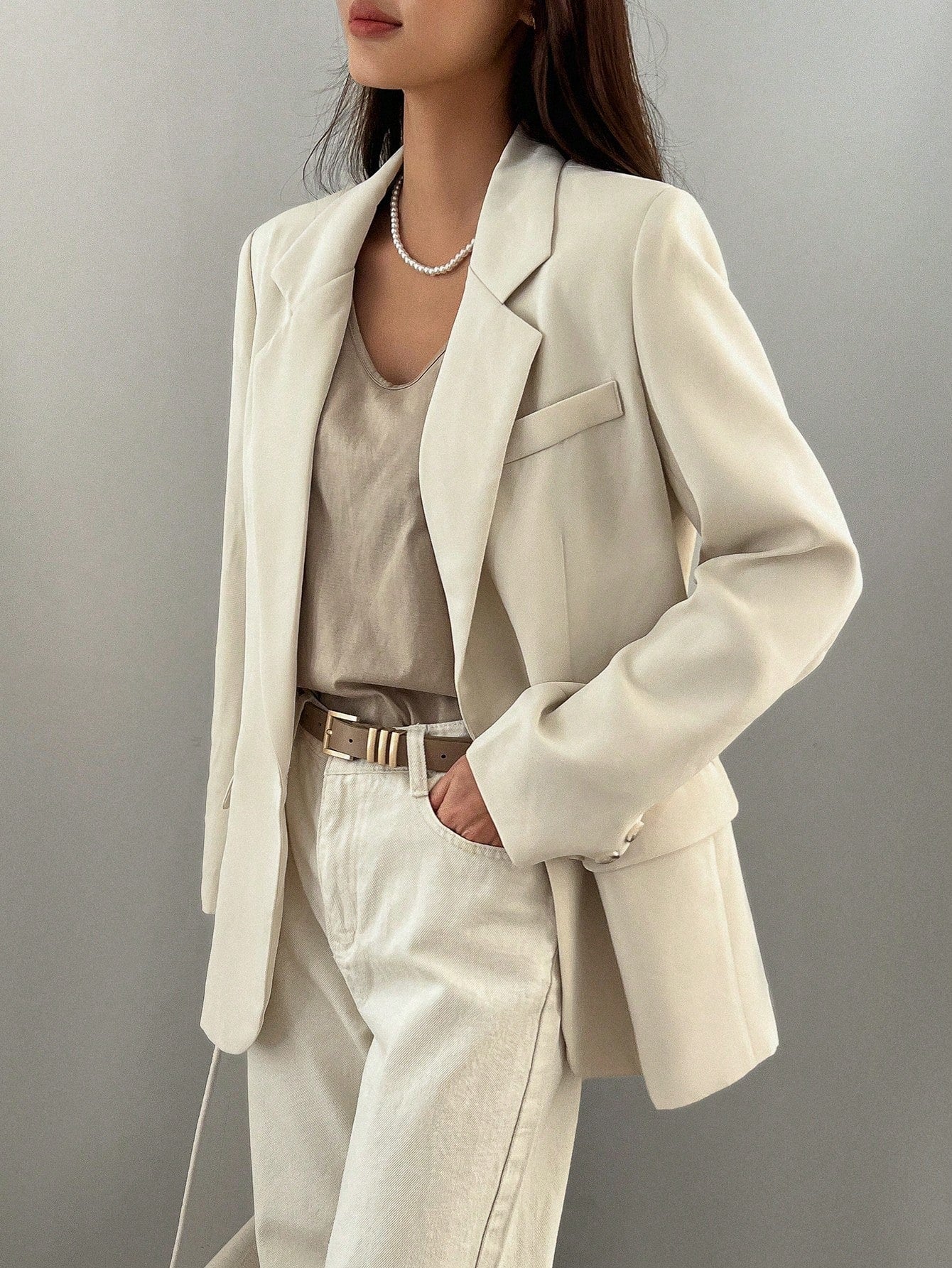 DAZY 1 Peça Blazer Casual Masculino de Ajuste Solto e Cor Sólida, Roupas de Outono