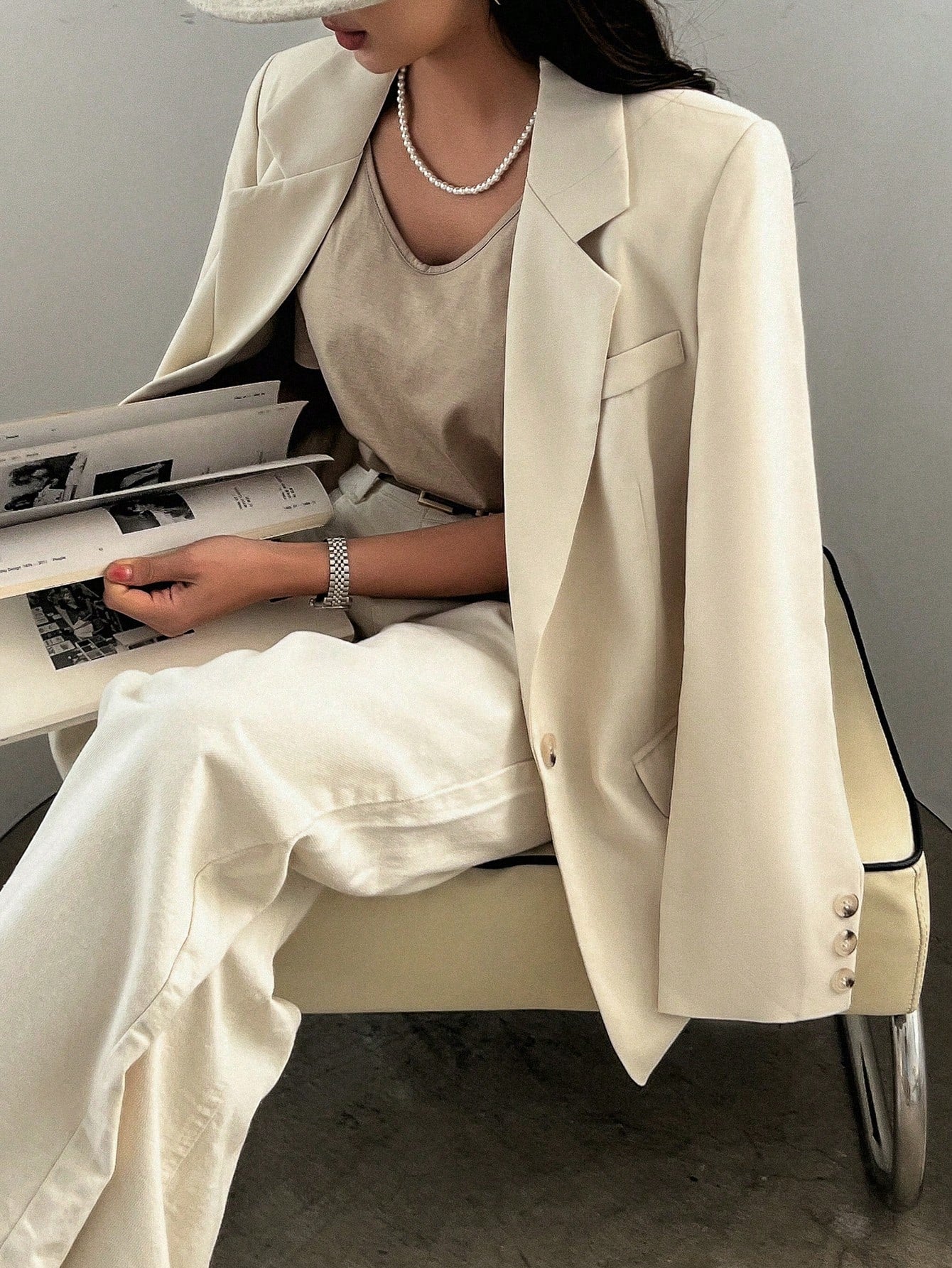 DAZY 1 Peça Blazer Casual Masculino de Ajuste Solto e Cor Sólida, Roupas de Outono