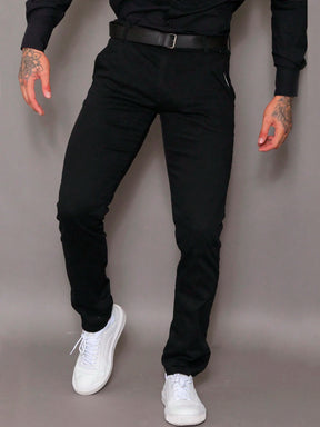 Calça Masculina em Sarja com Elastano Estilo Alfaiataria Esporte Fino Elegante com Bolsos Alta Durabilidade