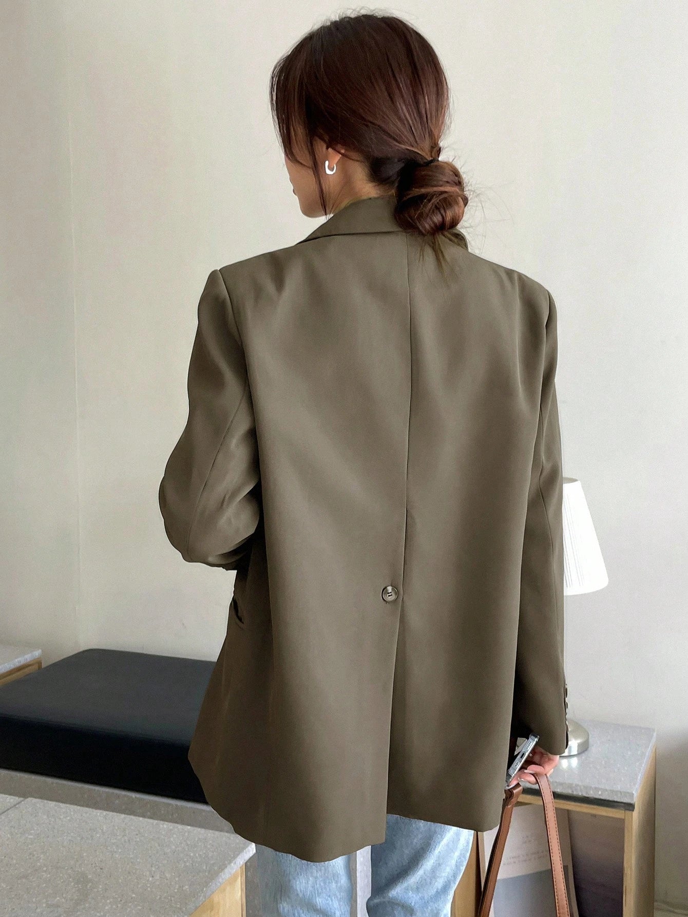 DAZY 1 Peça Blazer Casual Masculino de Ajuste Solto e Cor Sólida, Roupas de Outono