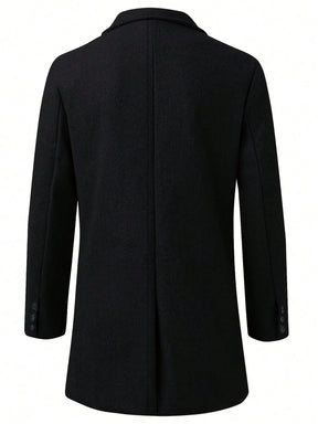 Casaco casual de manga longa em mistura de lã para homens, Roupa externa fashion para Outono/Inverno