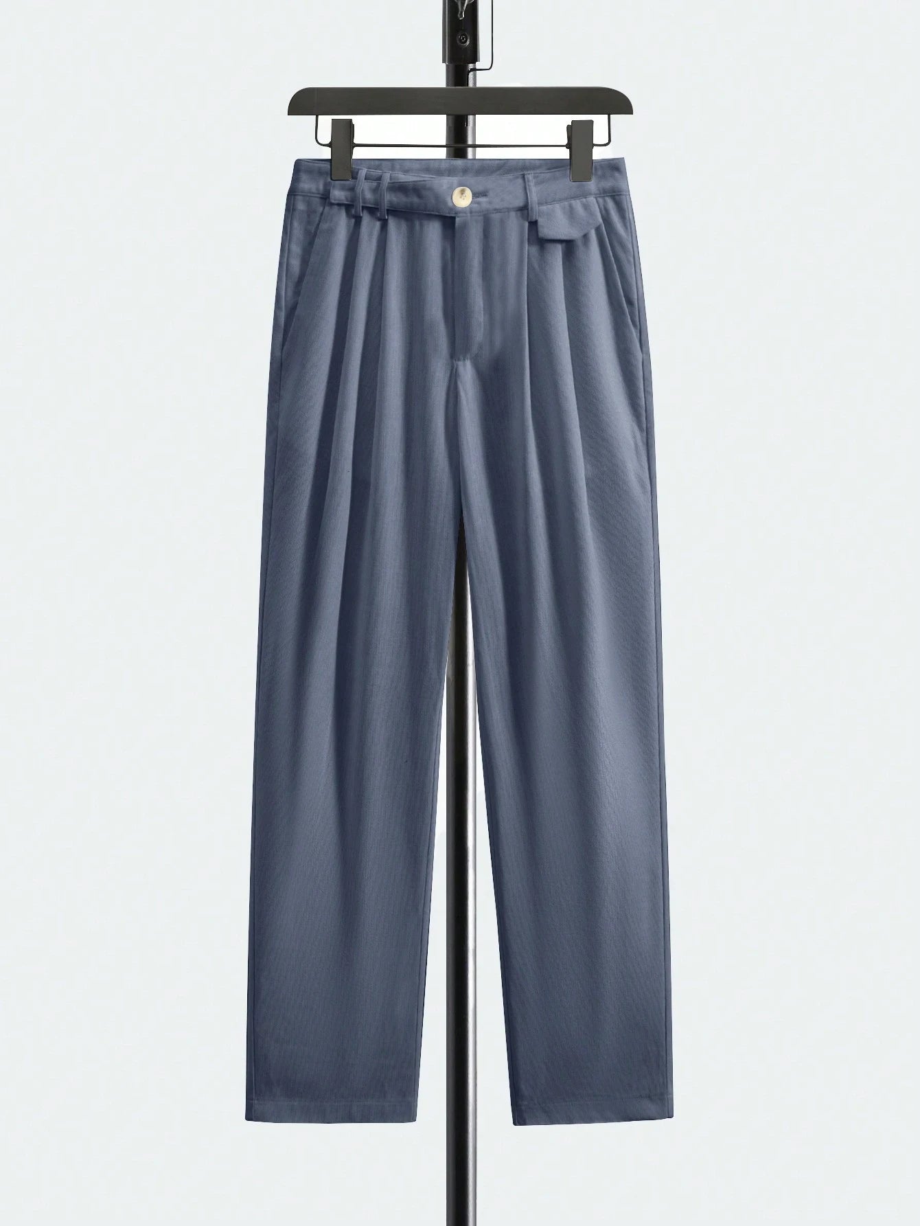 Manfinity Homme Calça Social Reta Masculina de Cor Sólida com Pregas Dobradas, Veludo Corduroy