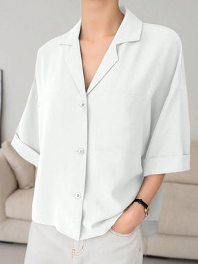 DAZY Botão Frontal Ombro Caído Camiseta