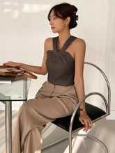 DAZY Regata de Cor Sólida com Textura Torcida, Ajuste Slim, para Mulheres no Verão