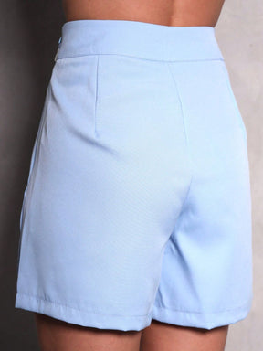 SHEIN ALIKA EMILI Short Alfaiataria Detalhe Cruzado Na Cintura/ Plissado./Com Botão / Fechamento Em Zíper.