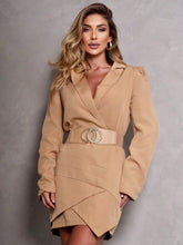 SHEIN ALIKA EMILI Vestido Blazer Manga Bufante Traspassado Com Cinto