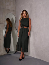 SHEIN alika Conjunto Cropped e Saia Amarração Alfaiataria/ Saia com Fenda/ Croppee laços para ajustar/ Zíper