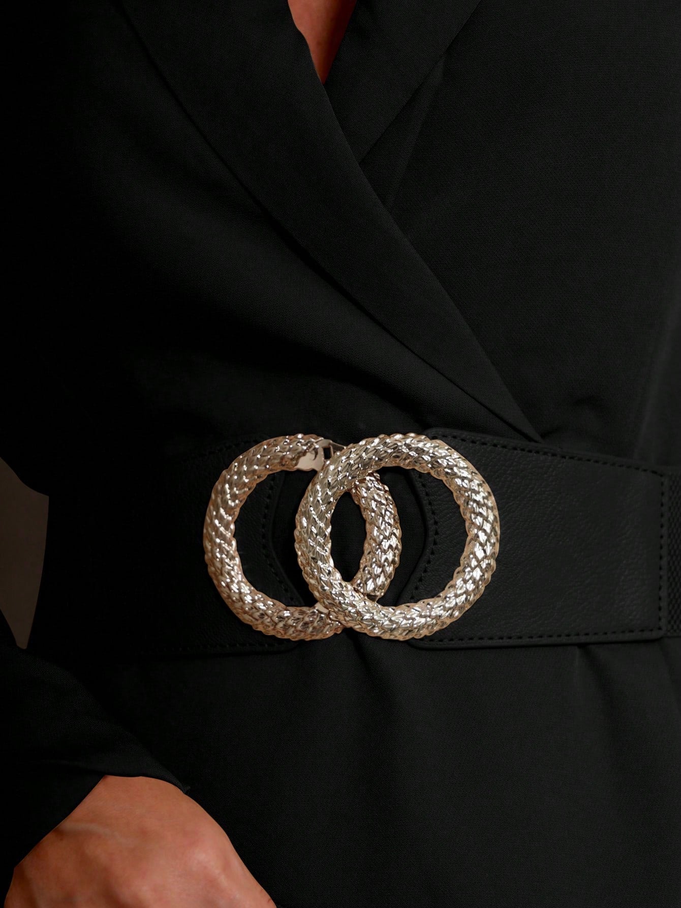 SHEIN ALIKA EMILI Vestido Blazer Manga Bufante Traspassado Com Cinto