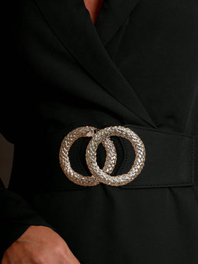 SHEIN ALIKA EMILI Vestido Blazer Manga Bufante Traspassado Com Cinto