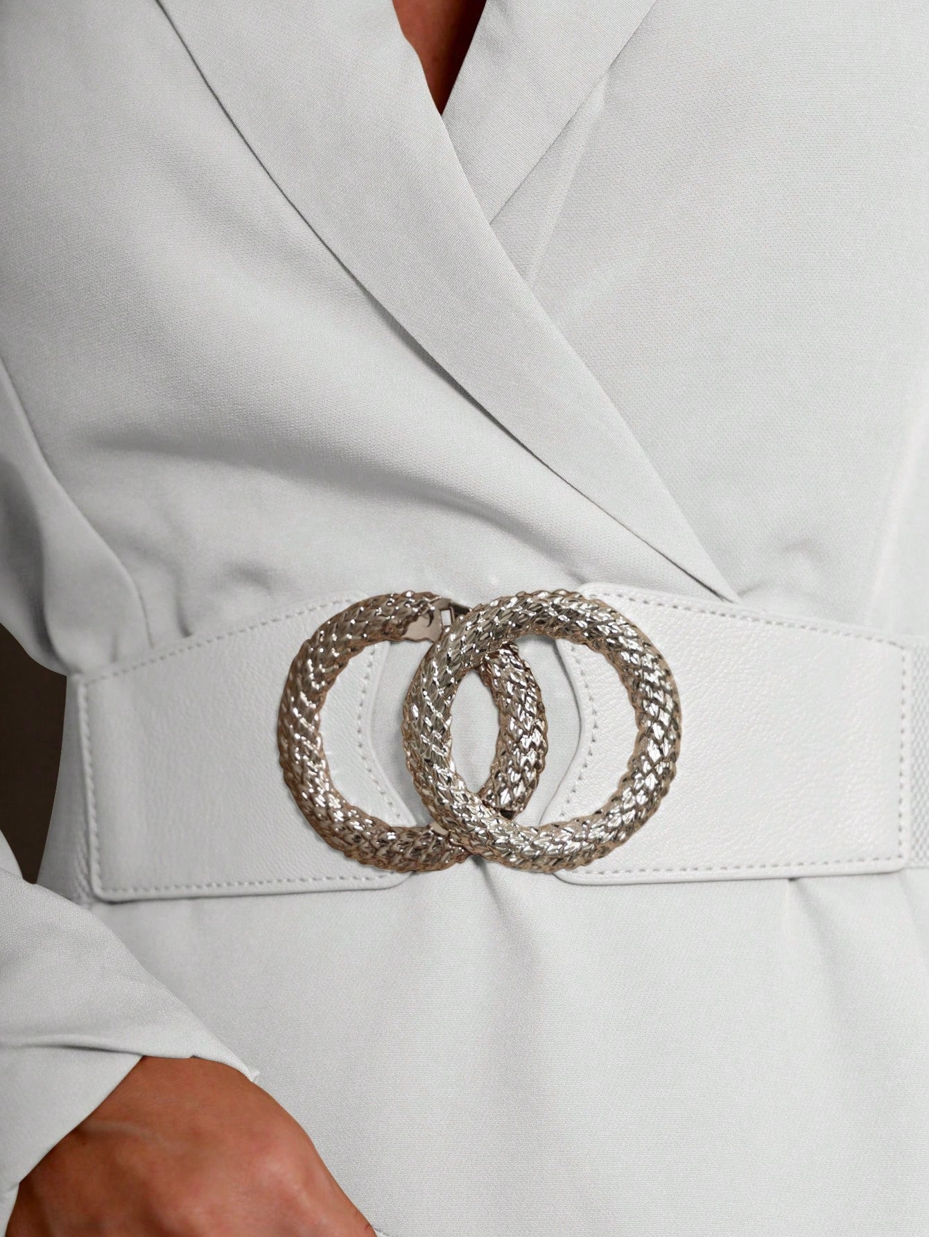 SHEIN ALIKA EMILI Vestido Blazer Manga Bufante Traspassado Com Cinto