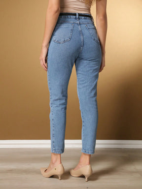 Calça Jeans Mom Feminina Marmorizada Tecido Grosso Premium