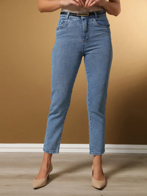 Calça Jeans Mom Feminina Marmorizada Tecido Grosso Premium