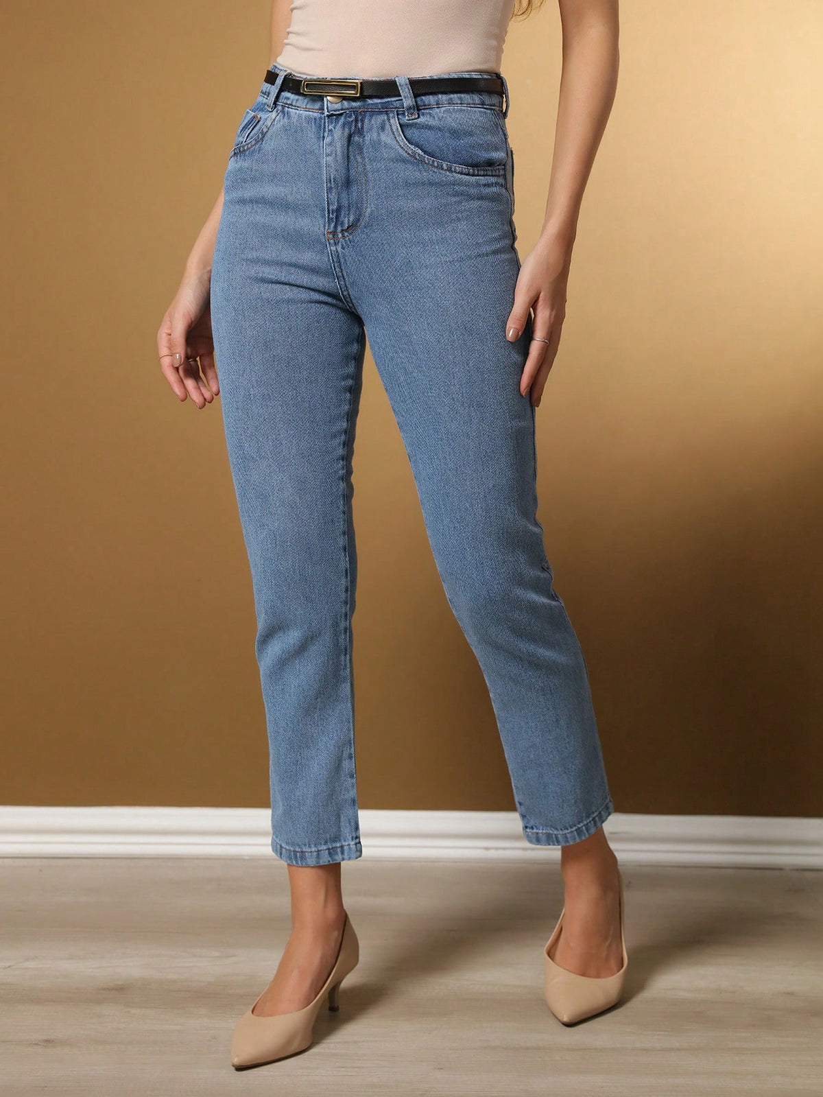 Calça Jeans Mom Feminina Marmorizada Tecido Grosso Premium