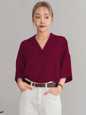 DAZY Botão Frontal Ombro Caído Camiseta