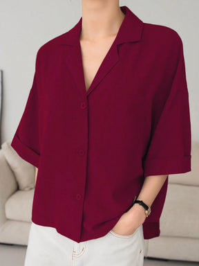 DAZY Botão Frontal Ombro Caído Camiseta