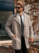 Manfinity Homme 1 Peça Casaco Casual Diário Masculino de Peito Simples com Dois Bolsos, Outono, Casaco Trench Masculino, Sobretudo Masculino, Roupas Masculinas de Outono e Inverno, Sobretudo Masculino de Inverno, Casaco Bege