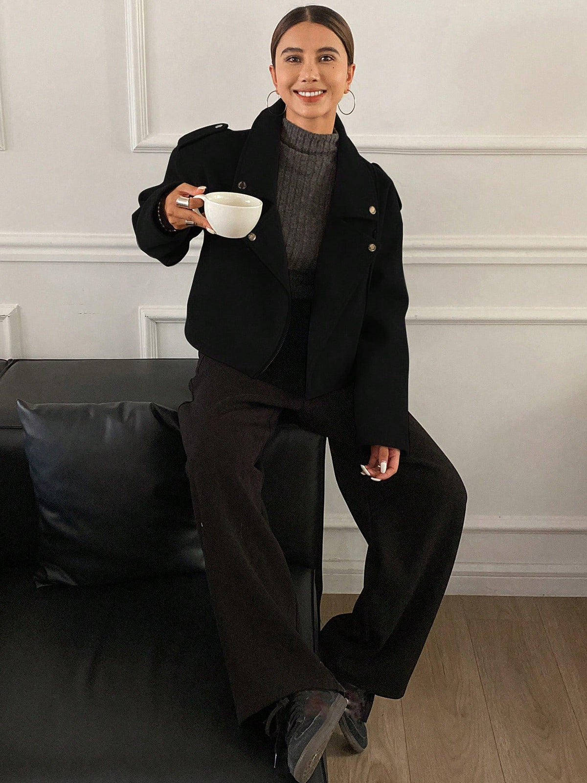 Livesso Novo Casaco Estilo Corta-Vento Solto Casual de Outono para Mulheres