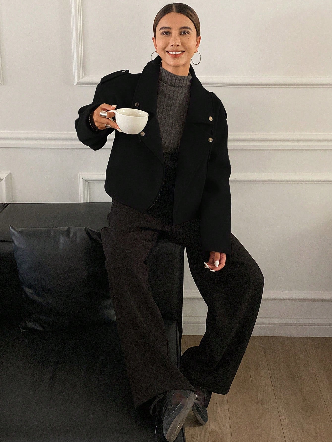 Livesso Novo Casaco Estilo Corta-Vento Solto Casual de Outono para Mulheres