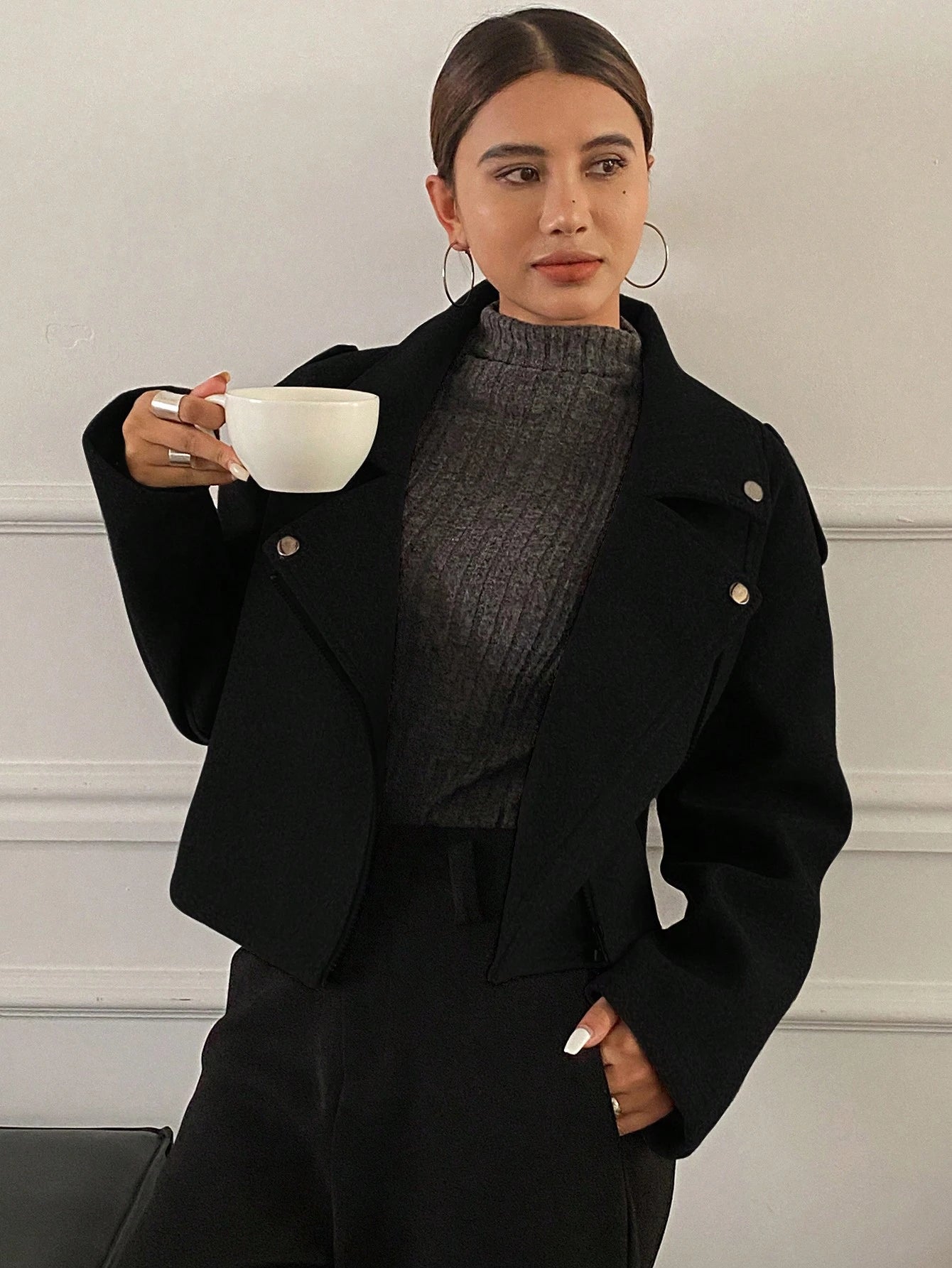 Livesso Novo Casaco Estilo Corta-Vento Solto Casual de Outono para Mulheres