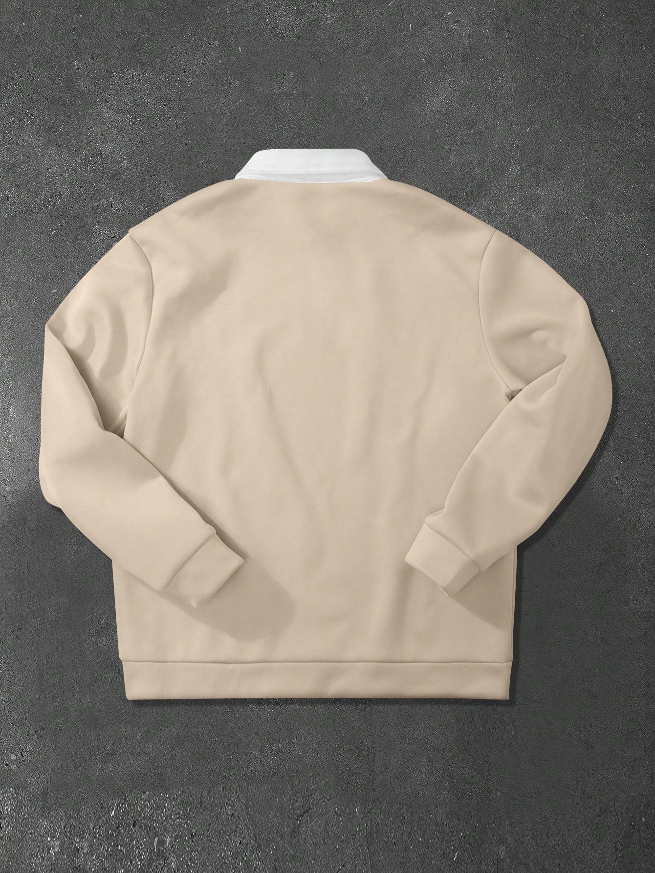 Manfinity Hypemode Moletom Masculino de Ajuste Folgado com Gola Polo em Contraste de Manga Longa, Outono/Inverno