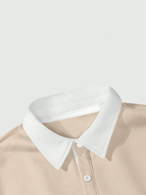 Manfinity Hypemode Moletom Masculino de Ajuste Folgado com Gola Polo em Contraste de Manga Longa, Outono/Inverno