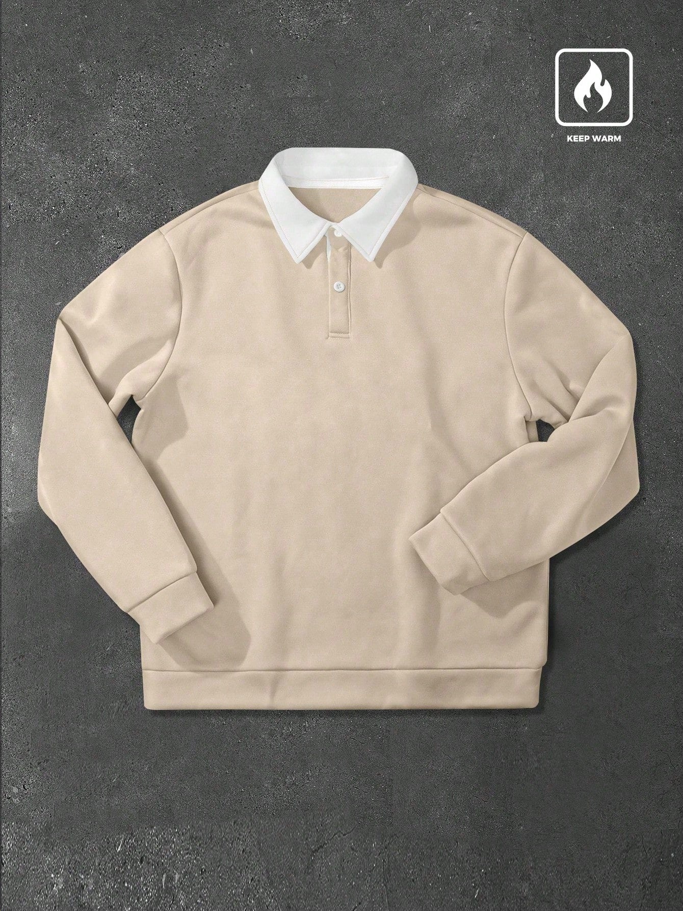 Manfinity Hypemode Moletom Masculino de Ajuste Folgado com Gola Polo em Contraste de Manga Longa, Outono/Inverno