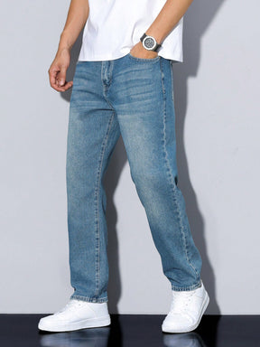 Manfinity Hypemode Denim de Bolso Frontal com Botão Minimalista Masculino, Uso Casual Diário