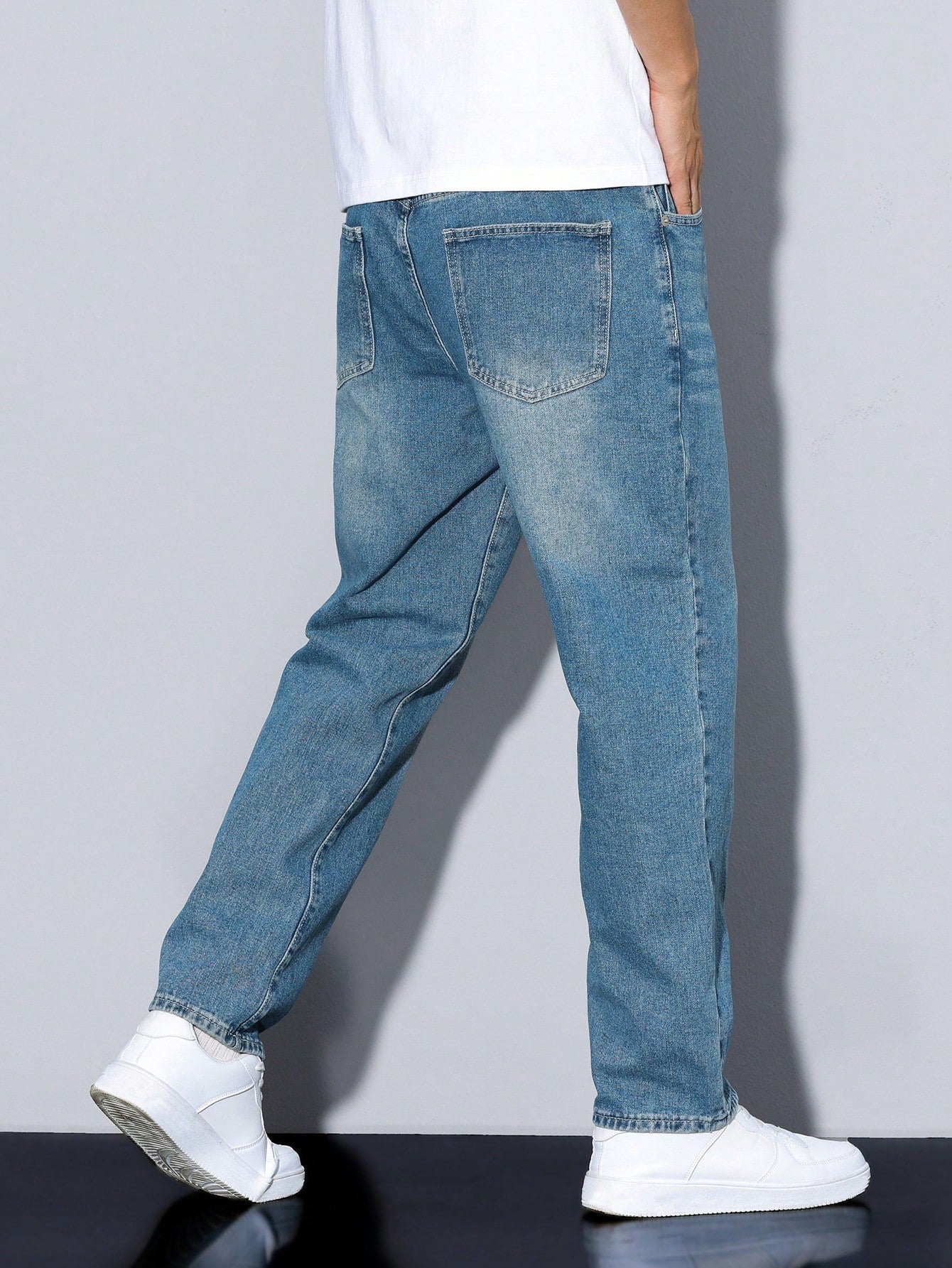 Manfinity Hypemode Denim de Bolso Frontal com Botão Minimalista Masculino, Uso Casual Diário