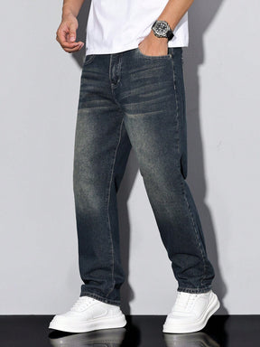 Manfinity Hypemode Denim de Bolso Frontal com Botão Minimalista Masculino, Uso Casual Diário