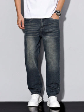 Manfinity Hypemode Denim de Bolso Frontal com Botão Minimalista Masculino, Uso Casual Diário