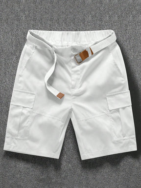 Manfinity Hypemode Shorts Casual de Carga com Bolso e Botão na Frente, Cor Sólida, Praia, Shorts de Carga Masculina