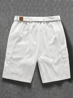 Manfinity Hypemode Shorts Casual de Carga com Bolso e Botão na Frente, Cor Sólida, Praia, Shorts de Carga Masculina