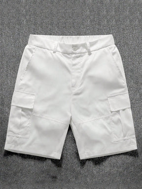 Manfinity Hypemode Shorts Casual de Carga com Bolso e Botão na Frente, Cor Sólida, Praia, Shorts de Carga Masculina