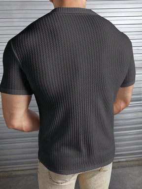 HIMLAND Camisa Casual Masculina de Cor Sólida e Textura, Old Money