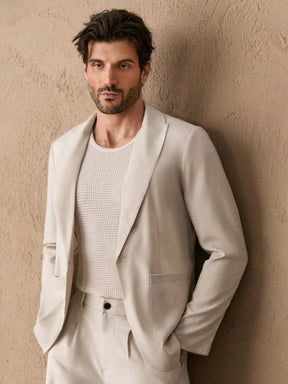 HIMLAND 2 peças/Conjunto Terno Casual Solto Tecido Homens, Conjunto de Linho Homens Terno Casual, Old Money