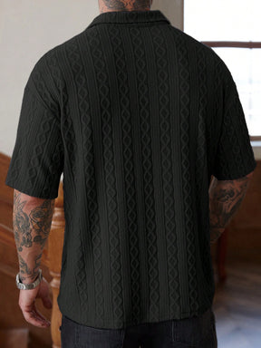 Manfinity Homme Camisa Polo de Manga Curta Casual e Versátil, Cor Sólida, com Botões, para Homens