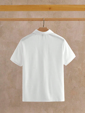 HIMLAND Camisa Polo de Malha Canelada com Zíper Parcial, Old Money