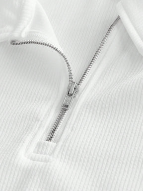 HIMLAND Camisa Polo de Malha Canelada com Zíper Parcial, Old Money