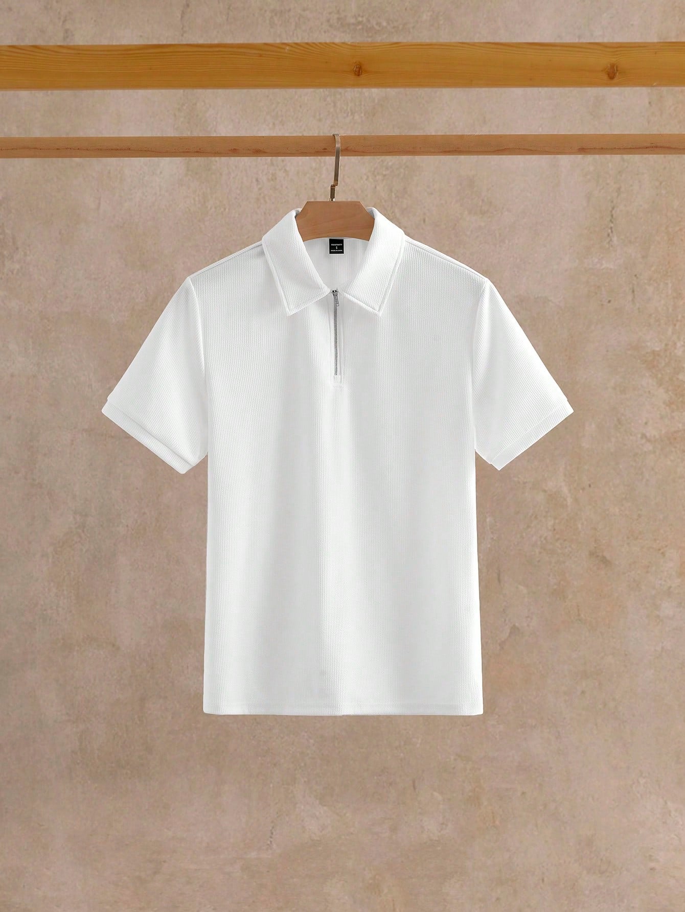 HIMLAND Camisa Polo de Malha Canelada com Zíper Parcial, Old Money