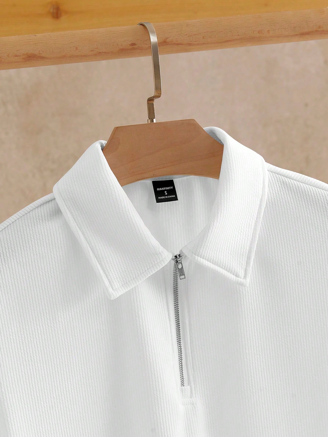 HIMLAND Camisa Polo de Malha Canelada com Zíper Parcial, Old Money